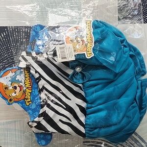 Teddy Mountain Zebra Print and Blue Dress Cute Outfit For Bear